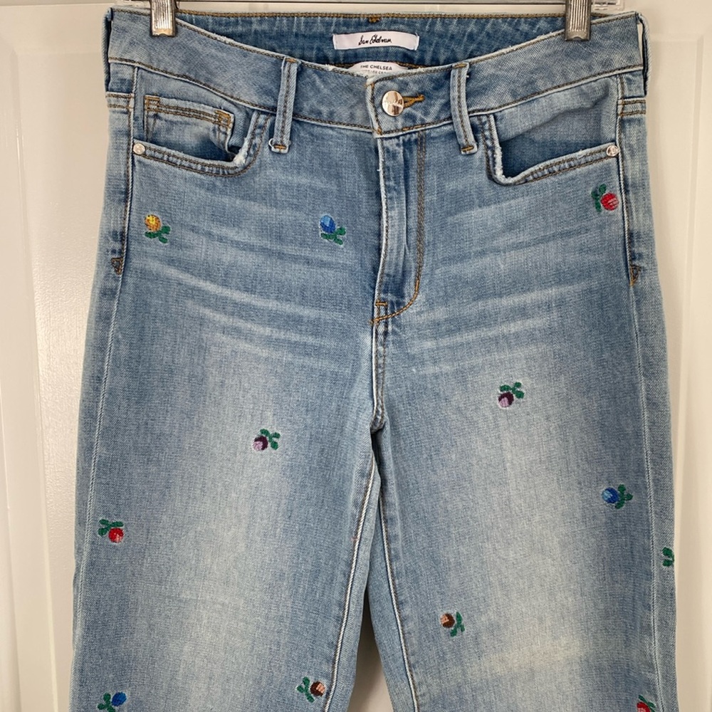 Sam Edelman Chelsea Embroidered Wide Leg Crop Jean Denim. Size 28